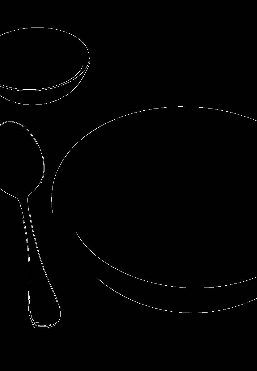 Canny image — second attempt: clean edge map, black bowl interior