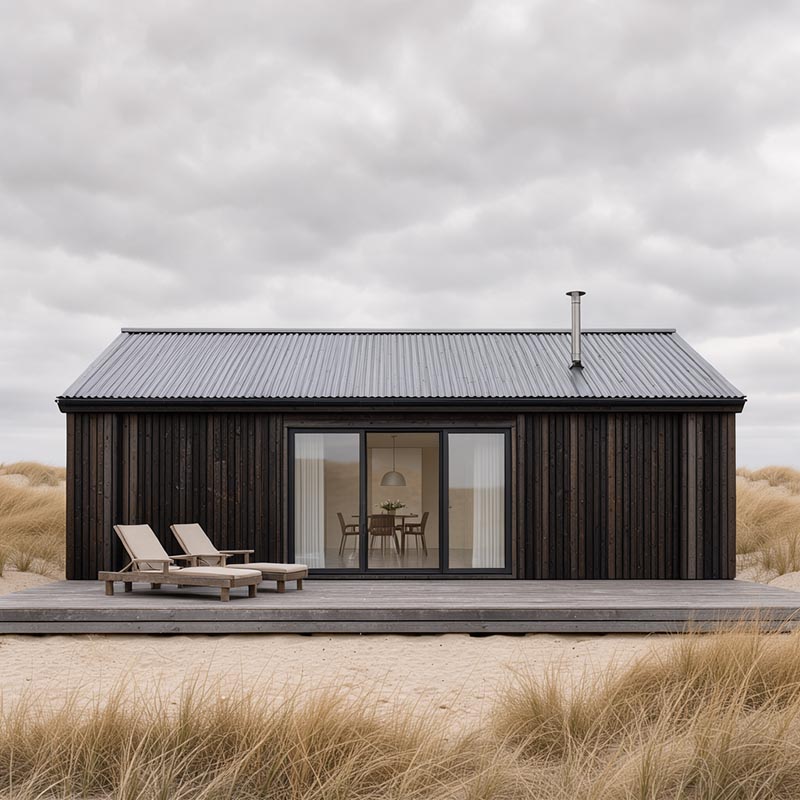 Prose prompt: gable roof, house too high in the frame